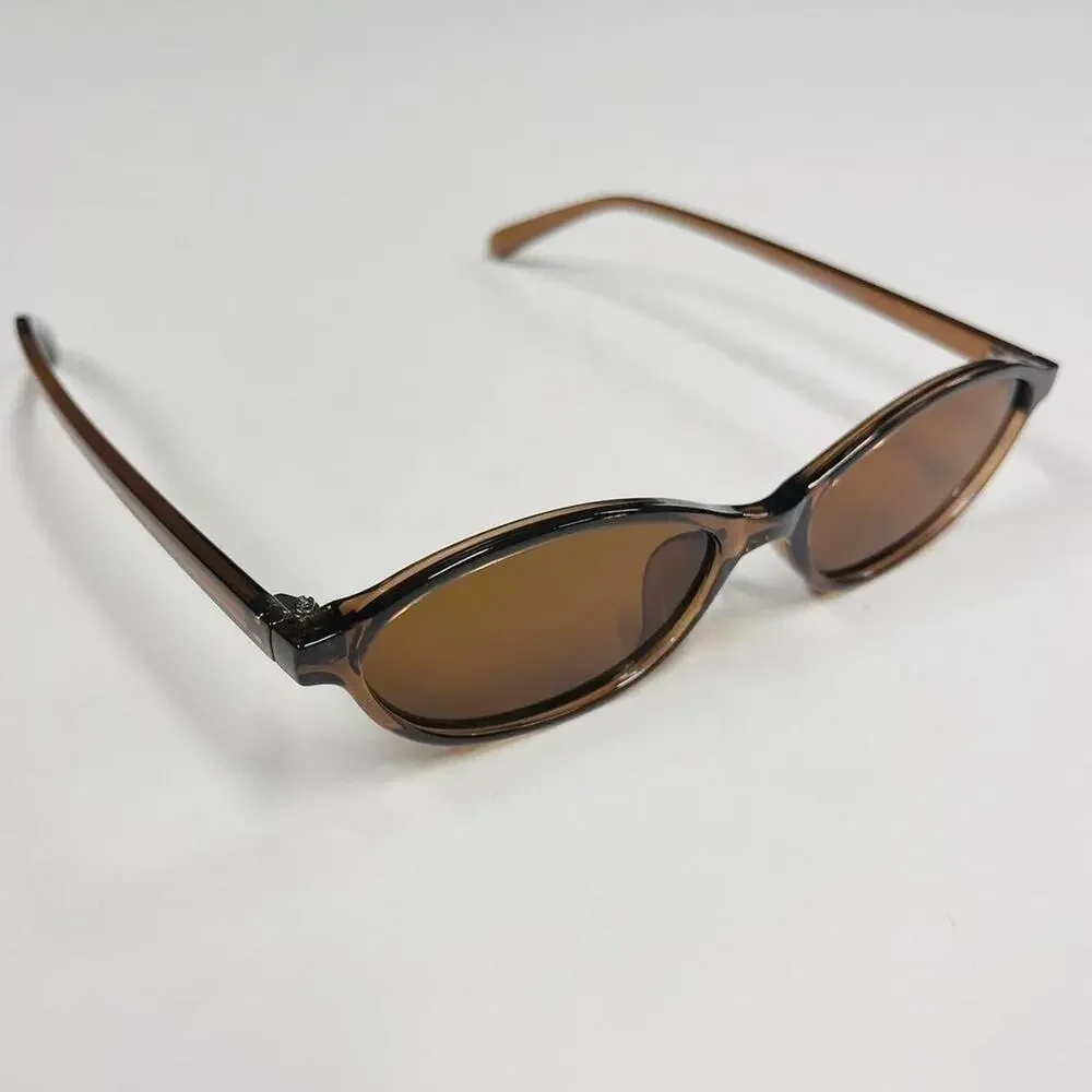 vintage unique retro style brown oval rounded cat eye sunglasses